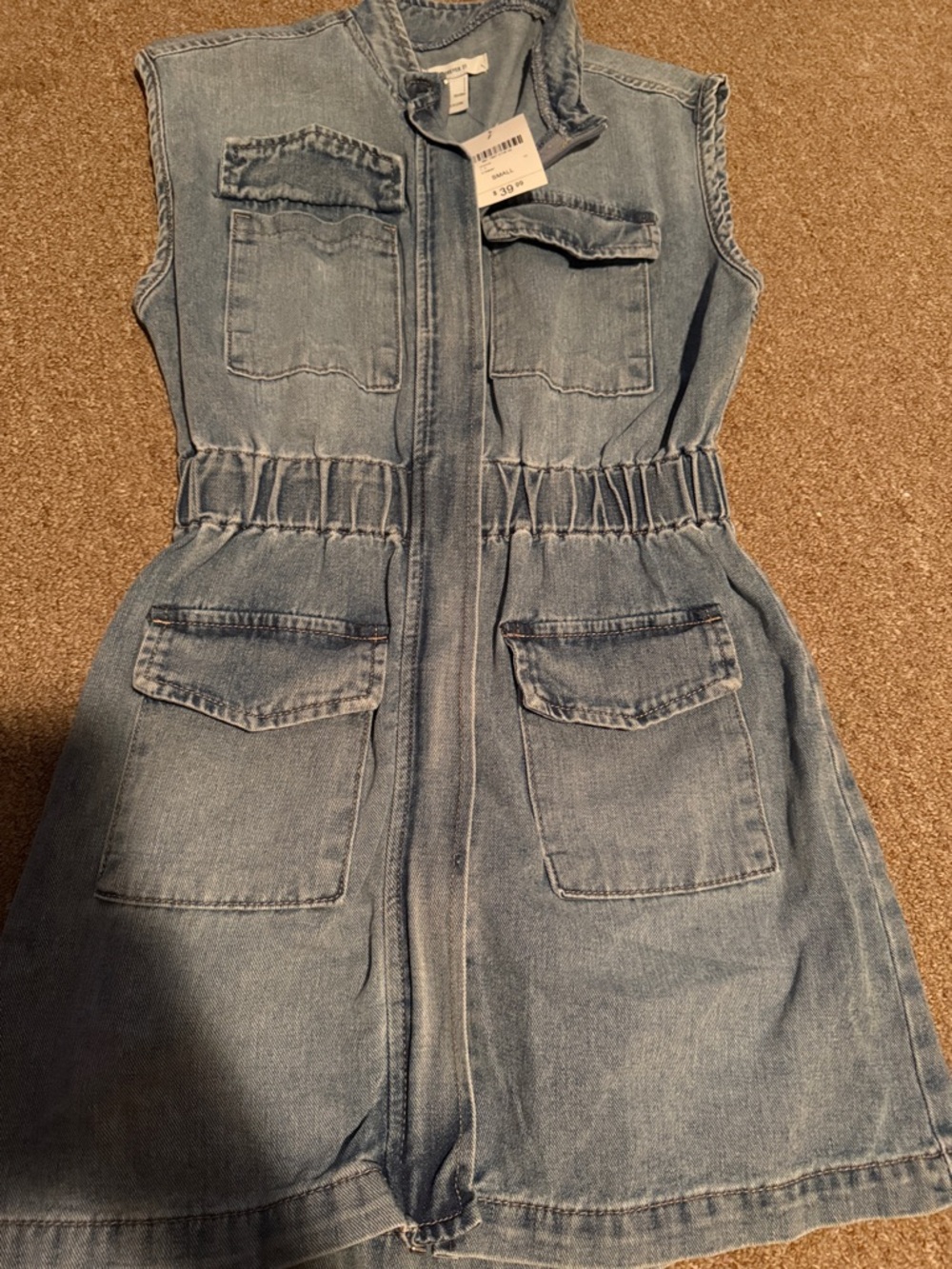 Forever 21 Light Wash Denim Utility Dress